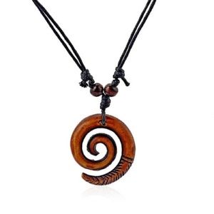 New Handmade Boho Hawaiian Tribal Engraved Spiral Helix Hook Pendant Necklace